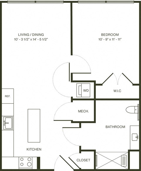 a blueprint of a floor plan of a house with a kitchen and a living room
